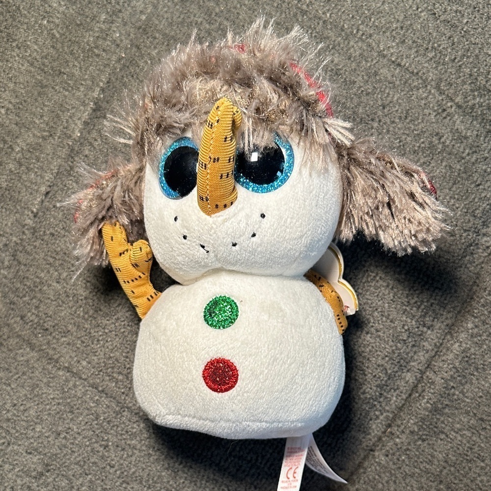 Ty Beanie Boos White Plush with Brown Bow - Picture 1 of 4